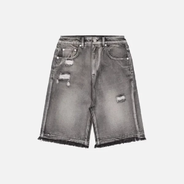 Racer Worldwide Black Distressed Denim Shorts (1)