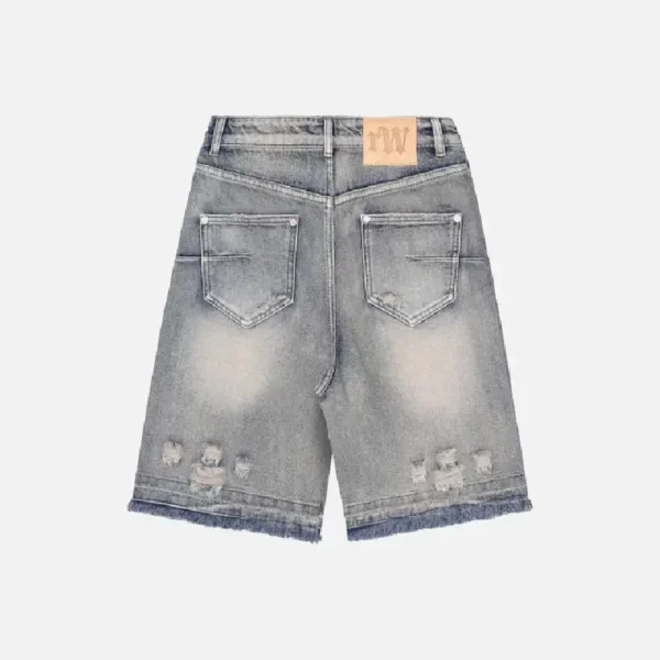 Racer Worldwide Blue Distressed Denim Shorts (2)