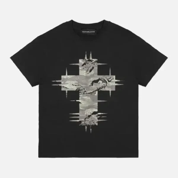 Racer Worldwide Camo Cross T Shirt Black (1)